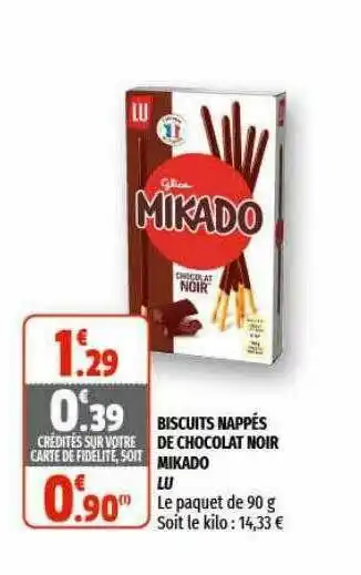 Coccinelle Supermarché Biscuit Nappés De Chocolat Noir Mikado Lu offre