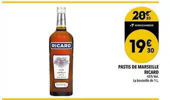 Supeco Pastis De Marseille Ricard offre