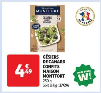 Auchan Gésiers De Canard Confits Maison Montfort offre