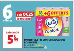 Auchan Papier Toilette Confort Aquatube Rose Lotus offre