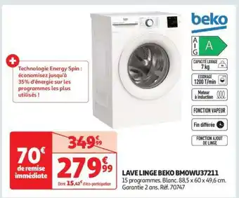 Auchan LAVE LINGE BEKO BMOWU37211 offre
