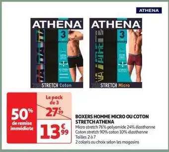Auchan Boxers Homme Micro Ou Coton Stretch Athena offre