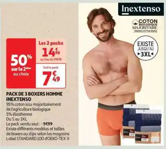 Auchan Pack De 3 Boxers Homme Inextenso offre