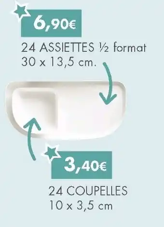 E.Leclerc 24 Assiettes 1/2 format 24 coupelles offre
