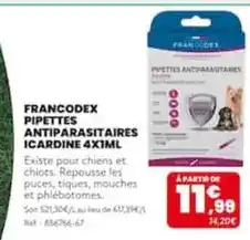 Animalis Francodex pipettes antiparasitaires icardine offre