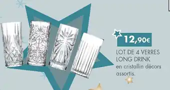 E.Leclerc Lot de 4 verres long drink offre