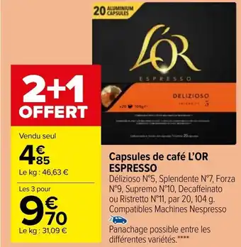 Carrefour Market Capsules de café L'OR ESPRESSO offre