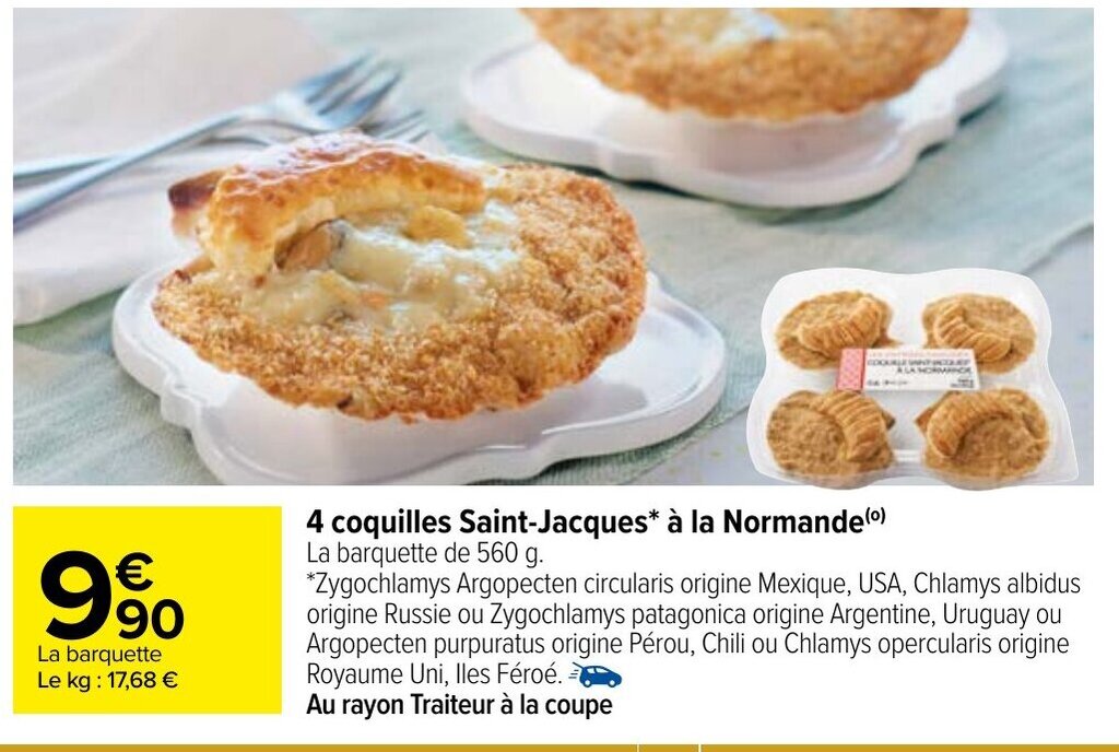 Promo 4 coquilles SaintJacques chez Carrefour