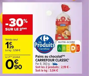 Carrefour Pains au chocolat Carrefour Classic offre