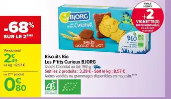 Carrefour Biscuits Bio Les P'tits Curleux Bjorg offre