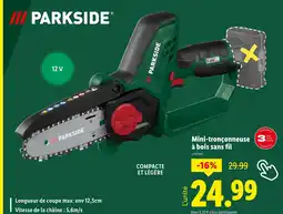 Lidl PARKSIDE Mini-tronçonneuse à bois sans fil offre