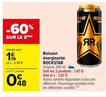 Carrefour Boisson énergisante Rockstar offre