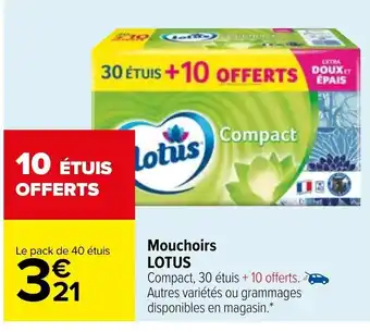 Carrefour Mouchoirs Lotus offre