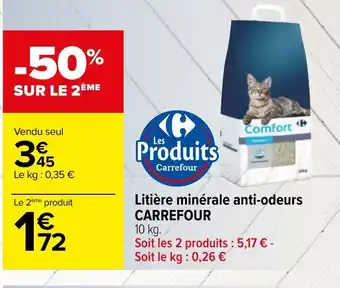 Carrefour Litière Minérale Anti-Odeurs offre