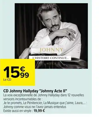 CD Johnny Hallyday Johnny Acte II