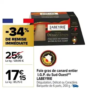 Carrefour Foie Gras de Canard Entier offre