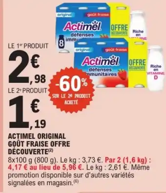 E.Leclerc ACTIMEL Original gout fraise offre découverte offre