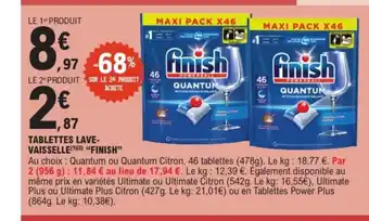 E.Leclerc FINISH Tablettes lave- vaisselle offre