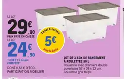 E.Leclerc Lot de 3 box de rangement à roulettes offre