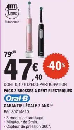 E.Leclerc ORAL B Pack 2 brosses a dent electriques offre