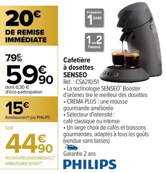 Carrefour Cafetière à Dosettes offre