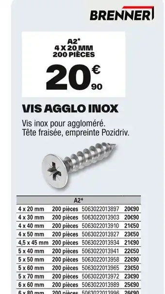 Brico Dépôt Vis agglo inox offre