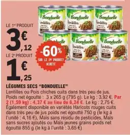 E.Leclerc LÉGUMES SECS 'BONDUELLE' offre