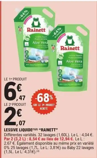 E.Leclerc Lessive liquide Rainett offre