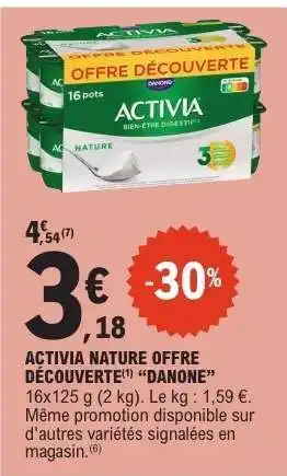 E.Leclerc ACTIVIA NATURE OFFRE DÉCOUVERTE “DANONE” offre