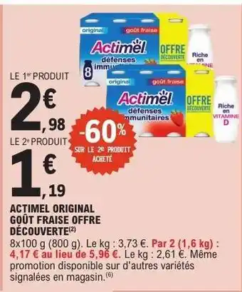 E.Leclerc ACTIMEL ORIGINAL GOÛT FRAISE OFFRE DÉCOUVERTE offre