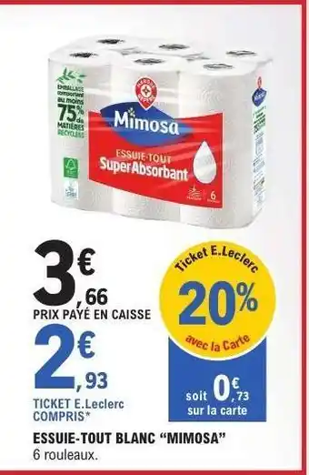 E.Leclerc ESSUIE-TOUT BLANC 'MIMOSA' offre
