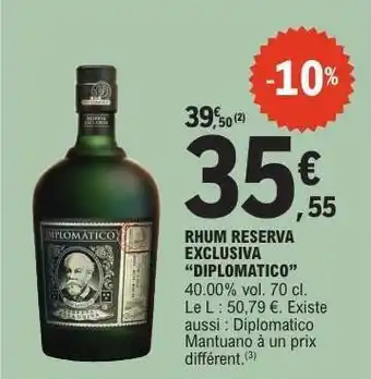E.Leclerc RHUM RESERVA EXCLUSIVA DIPLOMATICO offre