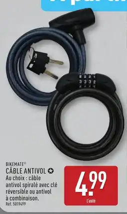 ALDI Bikemate cĂąble antivol offre