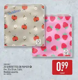 ALDI Sublimo 20 serviettes en papier offre