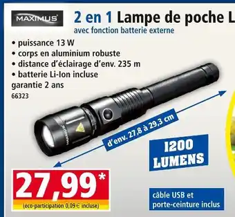 Norma Maximus 2 en 1 Lampe de poche LED offre