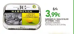naturéO JACQUES GONIDEC Sardines à l'huile d'olive et citron - 115 g offre