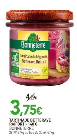 naturéO BONNETERRE Tartinade betterave raifort - 140 g offre
