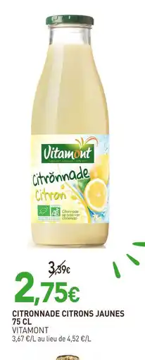 naturéO VITAMONT Citronnade citrons jaunes 75 CL offre