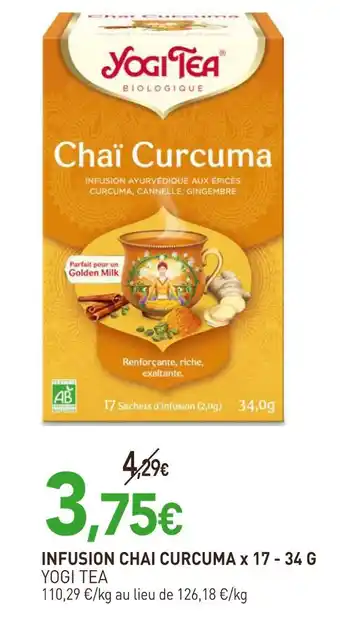 naturéO YOGI TEA Infusion chai curcuma x 17 - 34 g offre