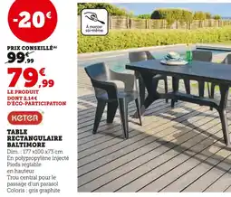 Hyper U Keter Table rectangulaire baltimore offre