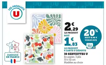 Hyper U U 30 serviettes offre