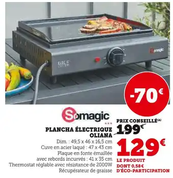 Hyper U SOMAGIC Plancha électrique oliana offre
