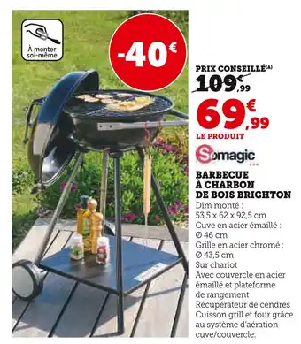 Hyper U Somagic Barbecue à charbon de bois Brighton offre