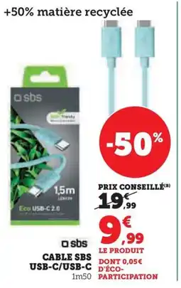 Super U CABLE SBS USB C USB C offre