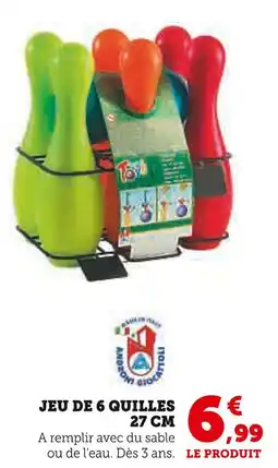 Hyper U Jeu de 6 quilles 27 cm offre