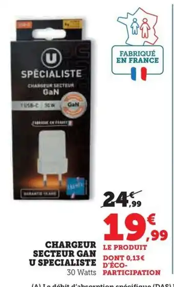 Super U CHARGEUR SECTEUR GAN U SPECIALISTE offre