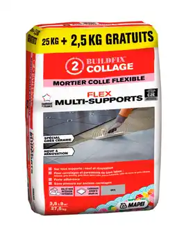 Brico Dépôt Mortier colle flex multi supports 25 + 2,5 kg offre