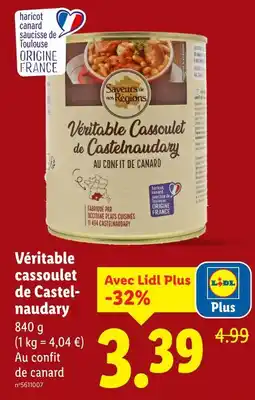 Lidl SAVEURS DE NOS RÉGIONS Véritable cassoulet de castelnaudary offre