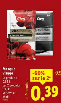 Lidl CIEN Masque visage offre