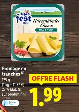 Lidl Alpen Fest Fromage en tranches offre